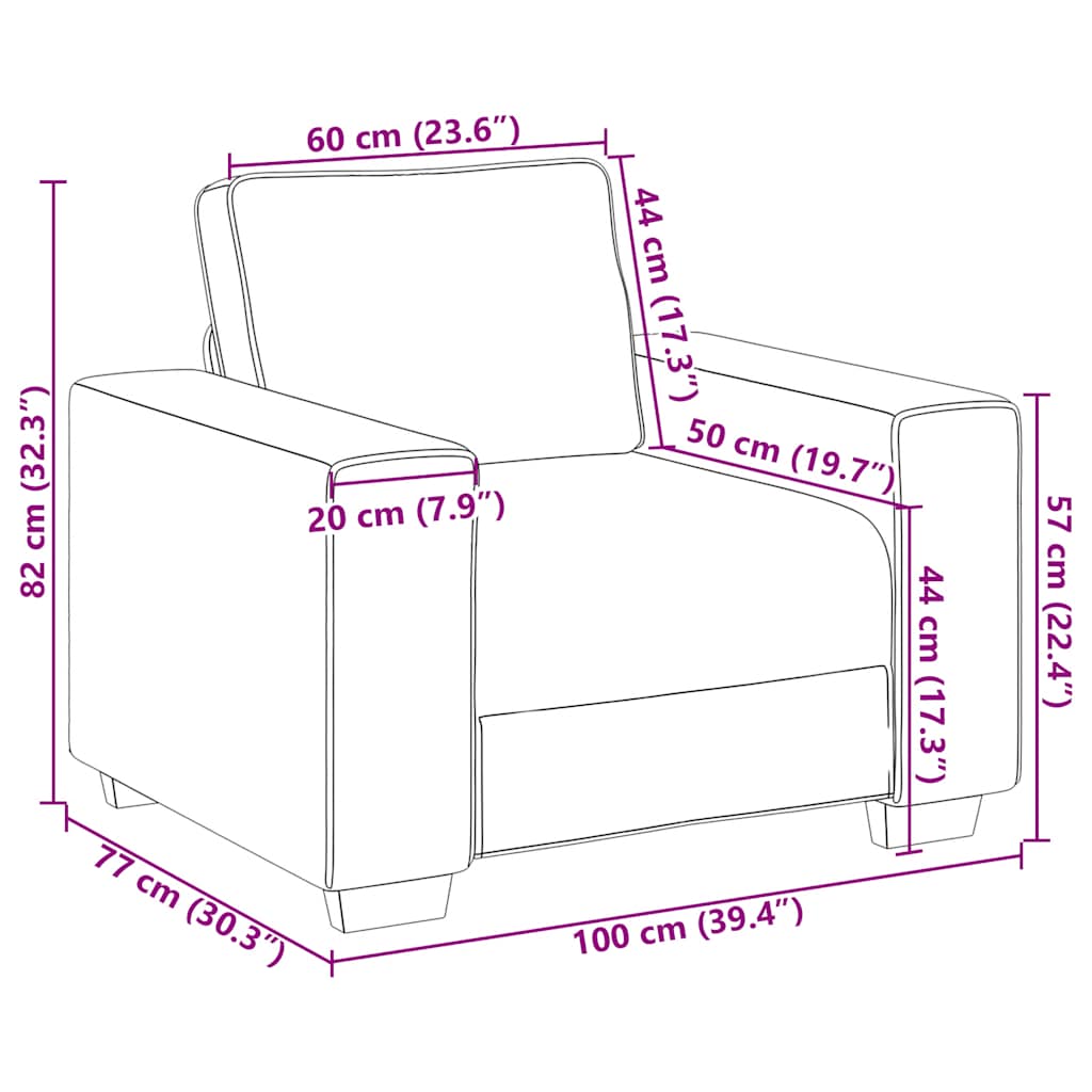 vidaXL Sofa Fotel Brązowy 100x77x82 cm Aksamit