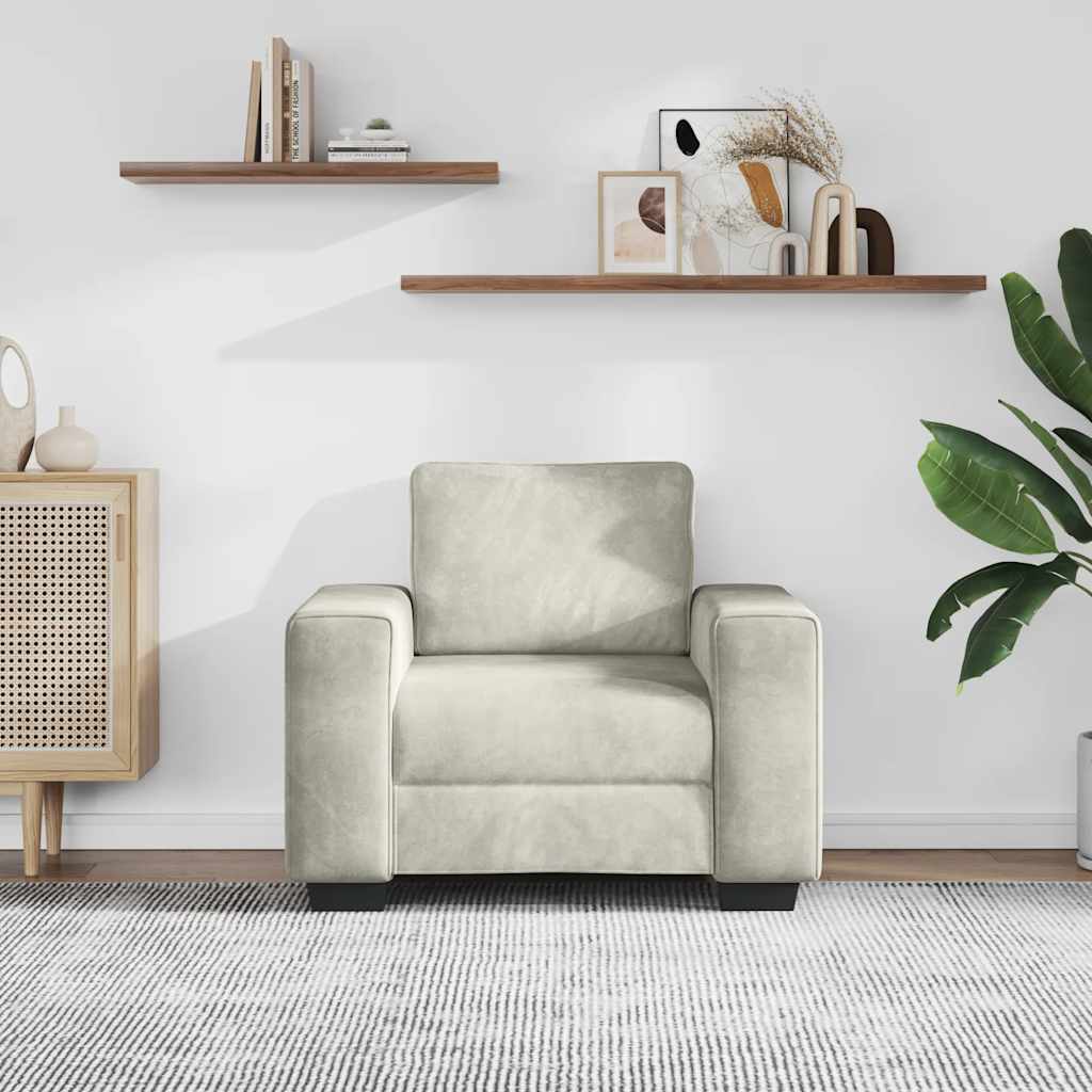 vidaXL Sofa Fotel Kremowy 100x77x82 cm Aksamit