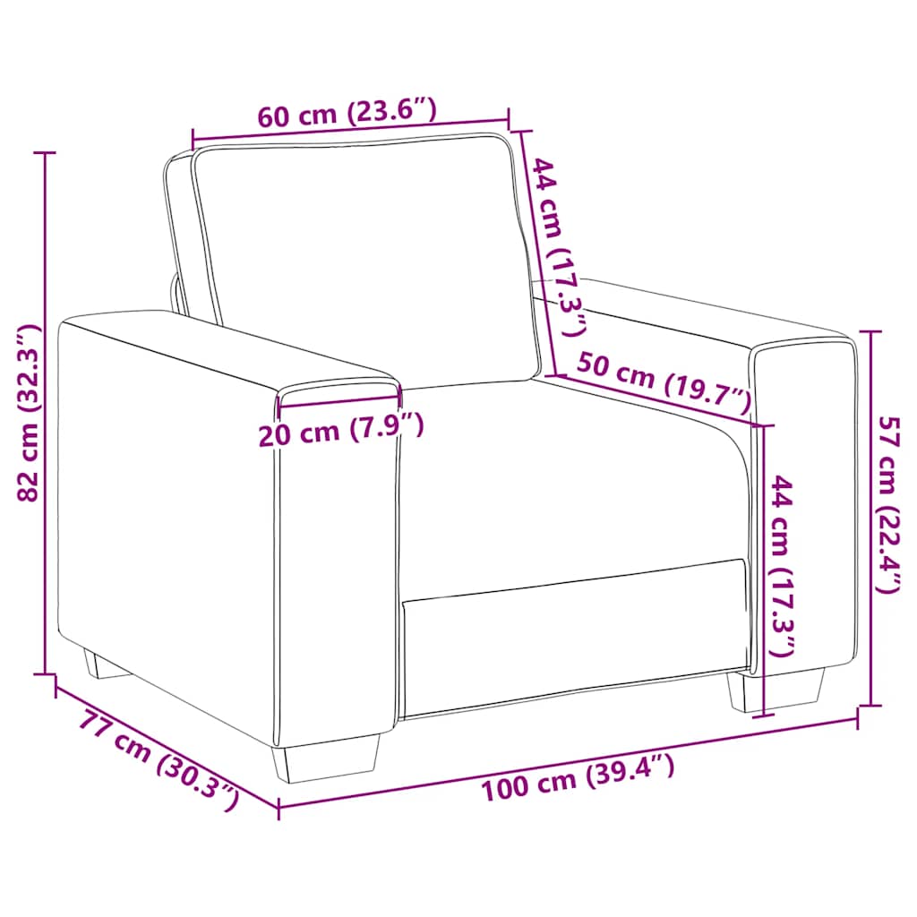vidaXL Sofa Fotel Kremowy 100x77x82 cm Aksamit