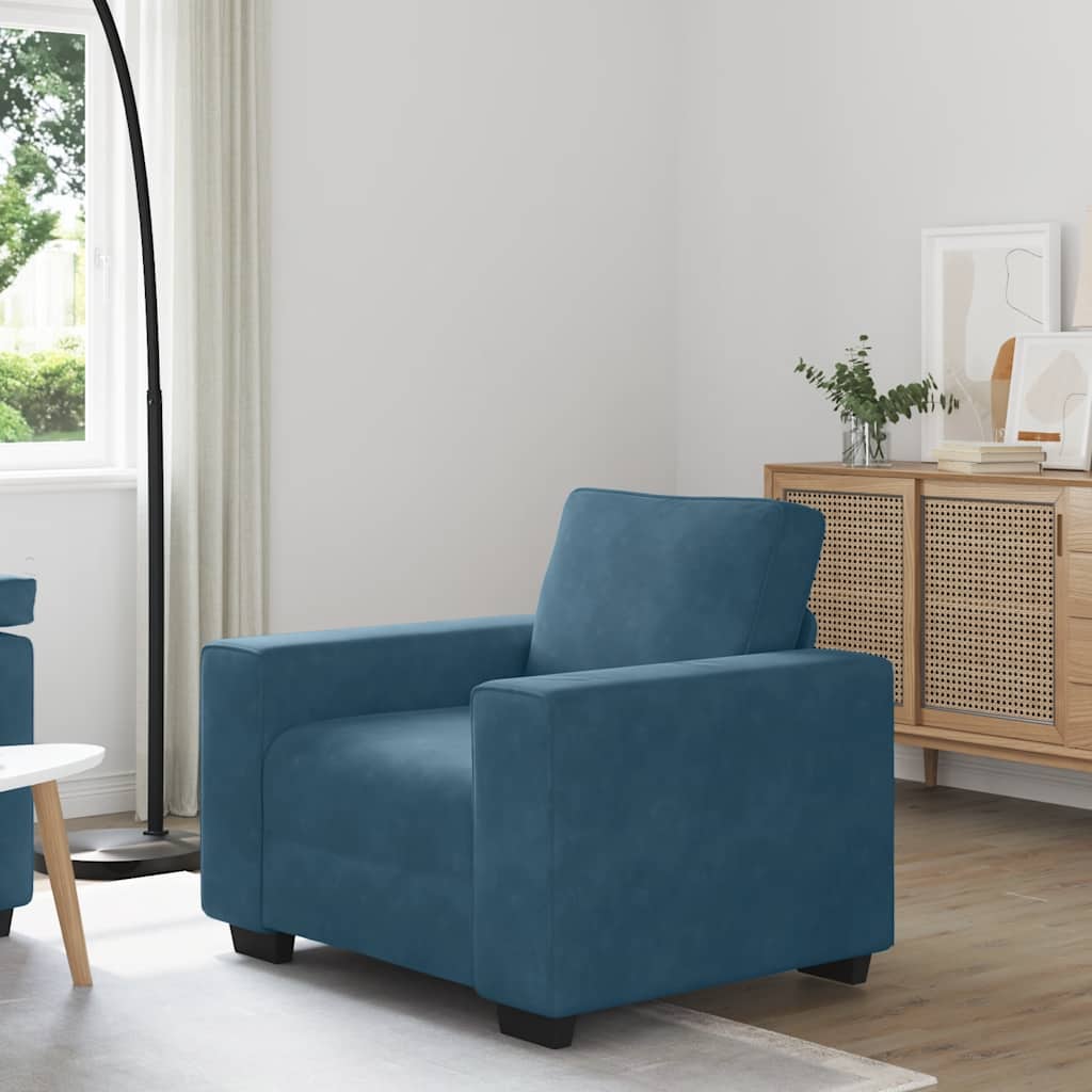 vidaXL Sofa Fotel Niebieski 100x77x82 cm Aksamit