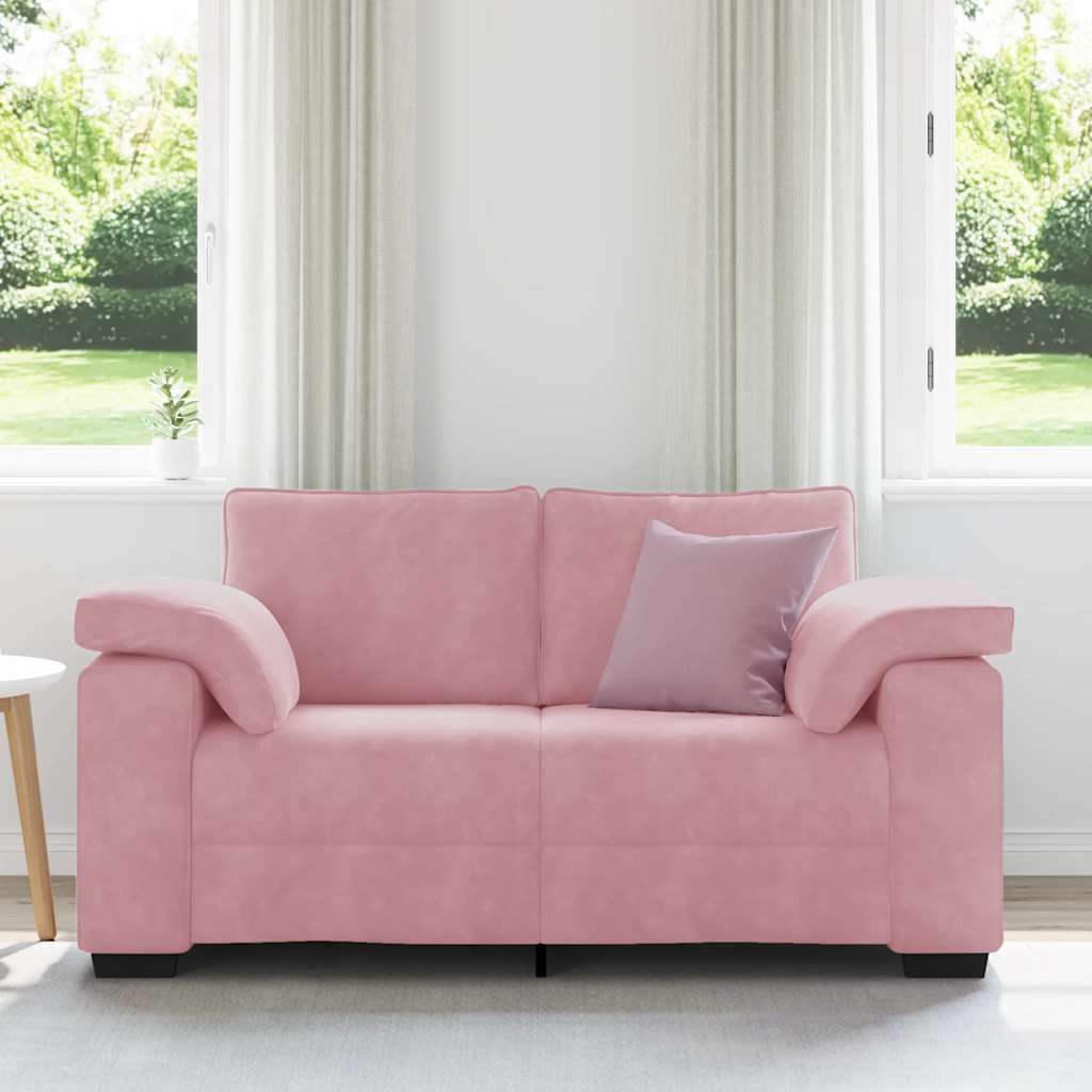 vidaXL Sofa dwuosobowa, różowa, 160x77x82 cm, aksamit