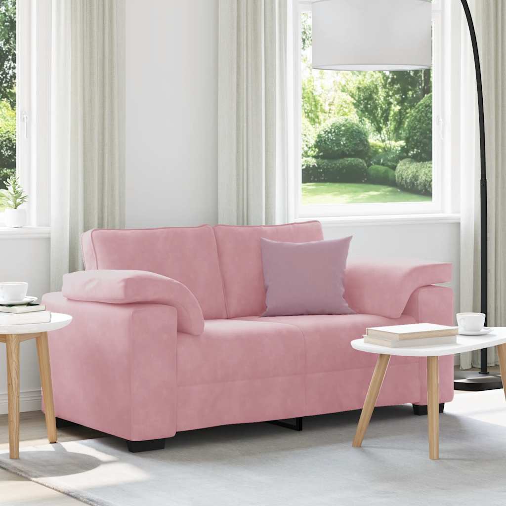 vidaXL Sofa dwuosobowa, różowa, 160x77x82 cm, aksamit