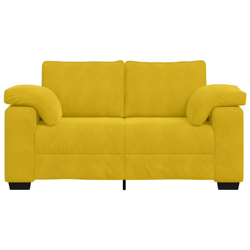 vidaXL Sofa dwuosobowa, żółta, 160x77x82 cm, aksamit