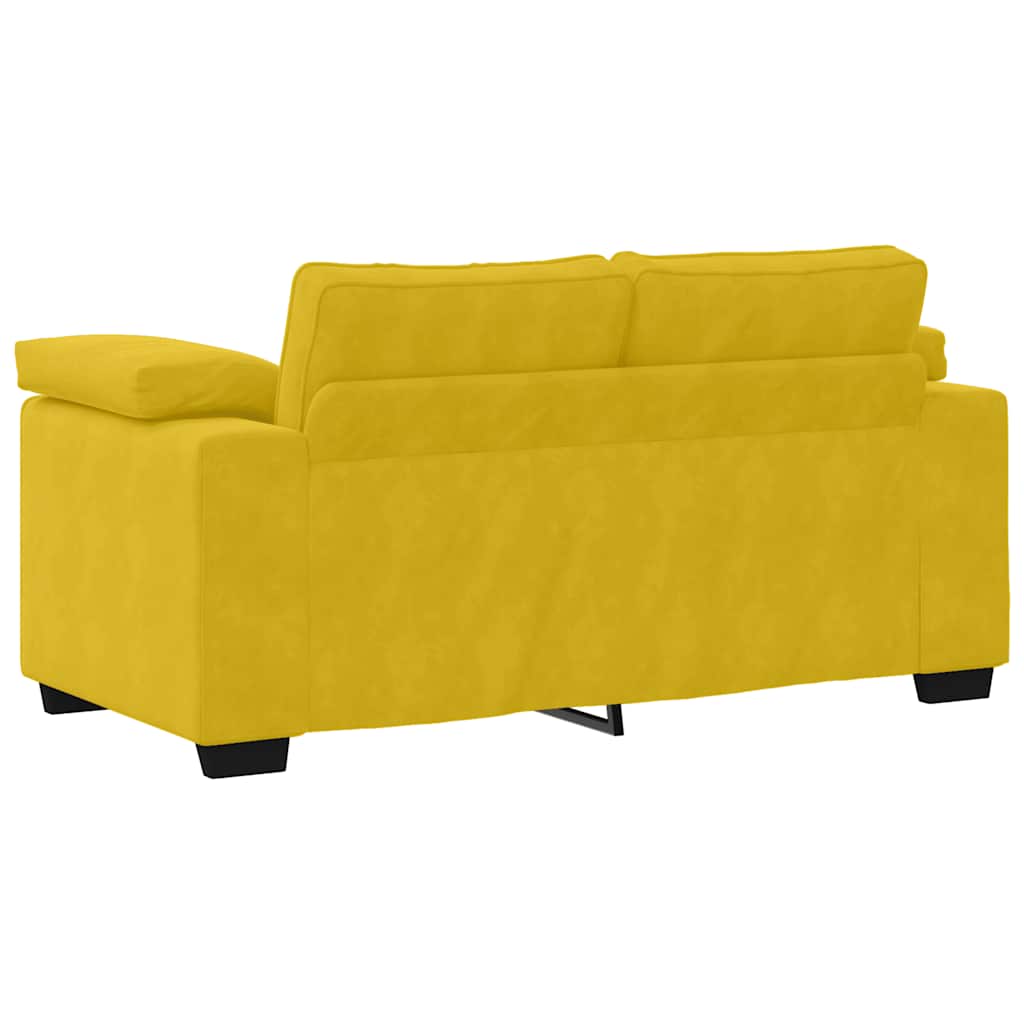 vidaXL Sofa dwuosobowa, żółta, 160x77x82 cm, aksamit