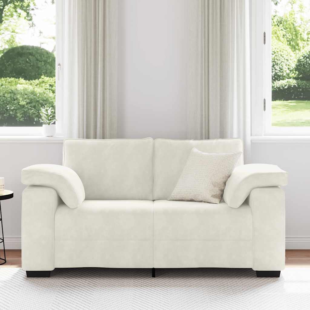 vidaXL Sofa dwuosobowa, kremowa, 160x77x82 cm, aksamit