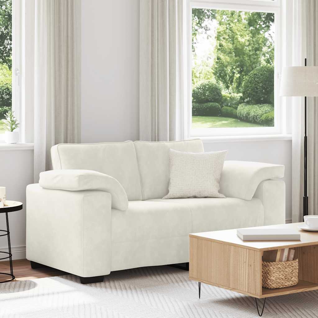 vidaXL Sofa dwuosobowa, kremowa, 160x77x82 cm, aksamit