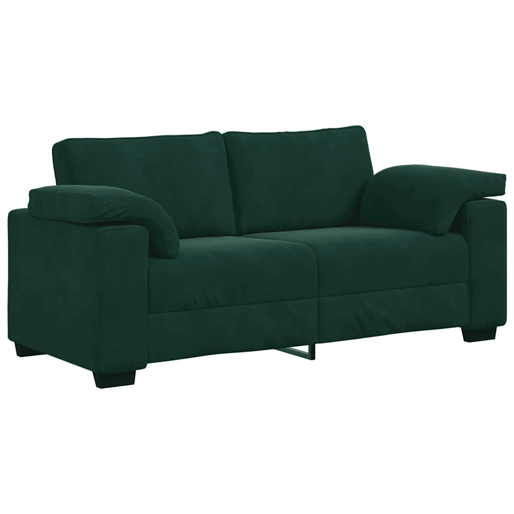 vidaXL Sofa dwuosobowa, ciemnozielona, 180x77x82 cm, aksamit