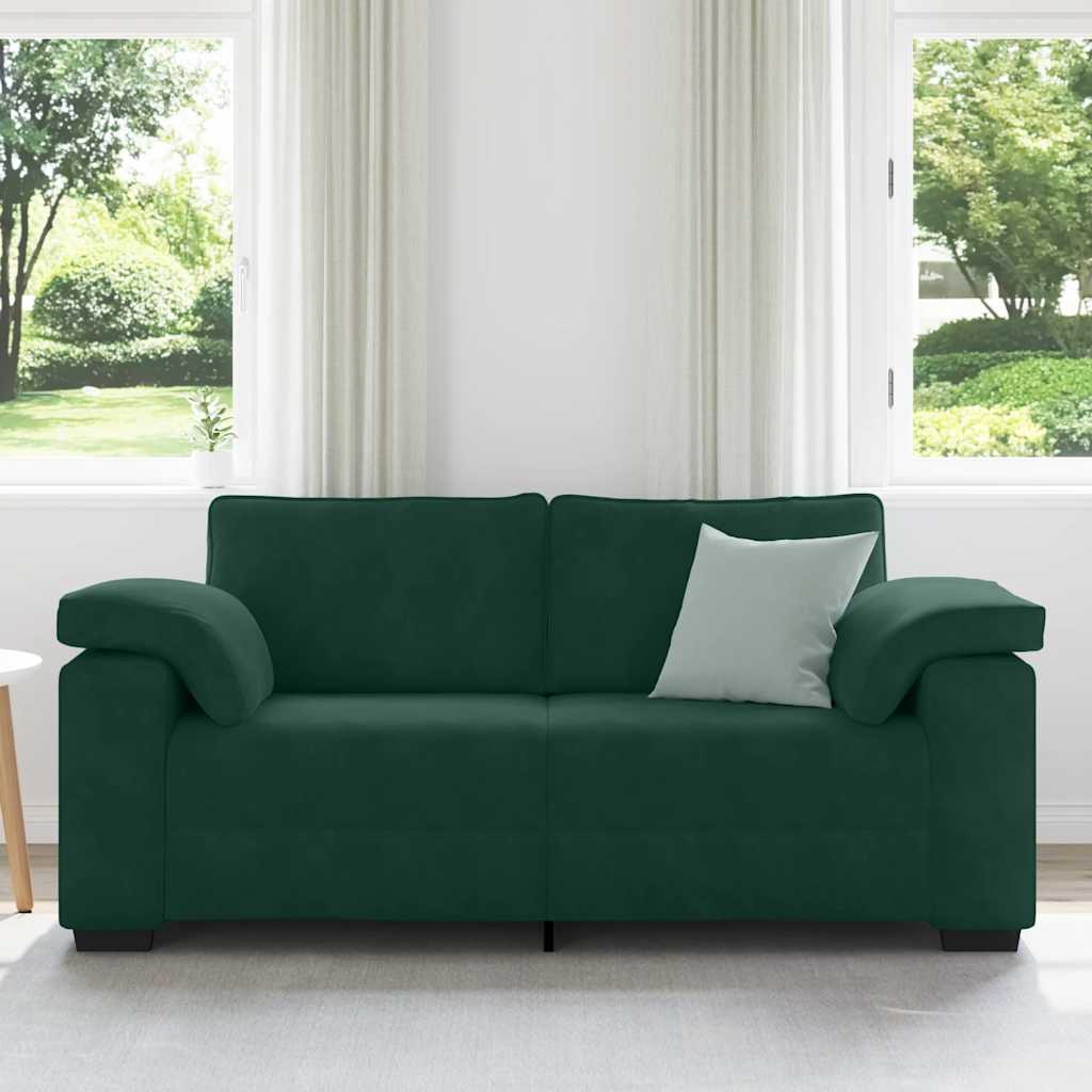 vidaXL Sofa dwuosobowa, ciemnozielona, 180x77x82 cm, aksamit