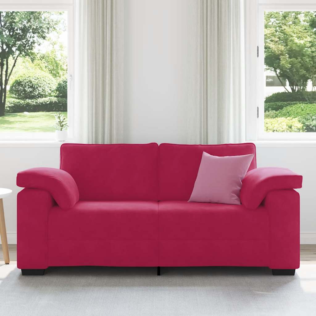 vidaXL Sofa dwuosobowa, wino czerwone, 180x77x82 cm, aksamit