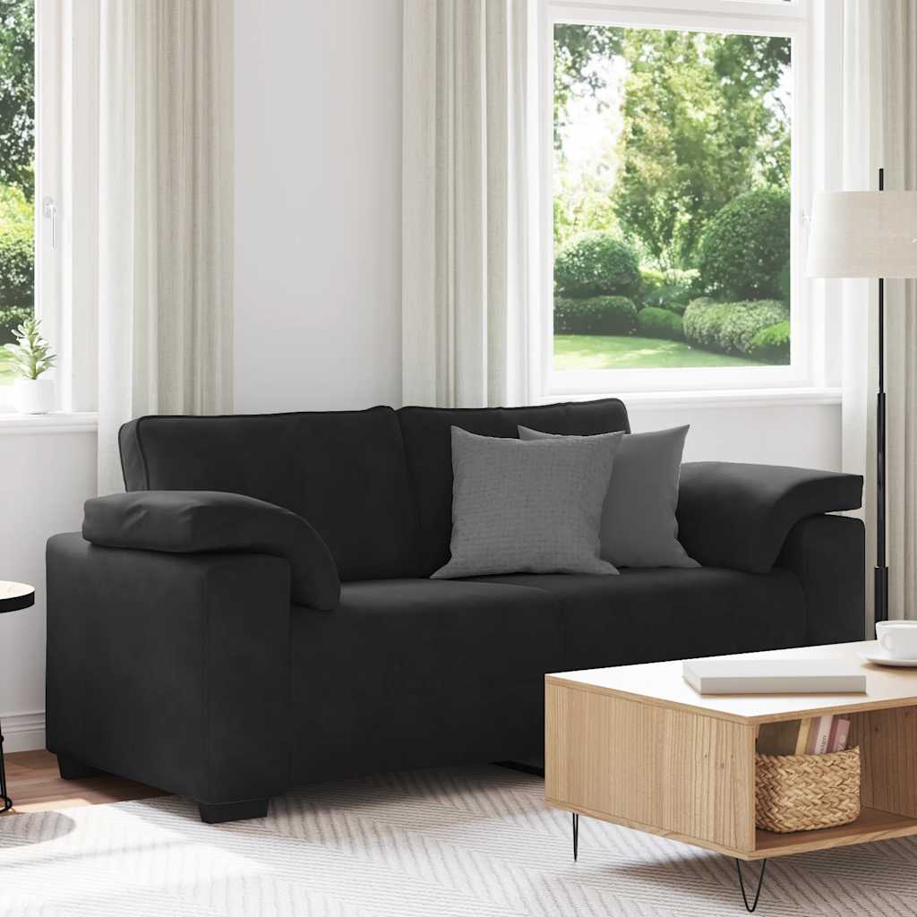 vidaXL Sofa dwuosobowa czarna 180x77x82 cm aksamitna