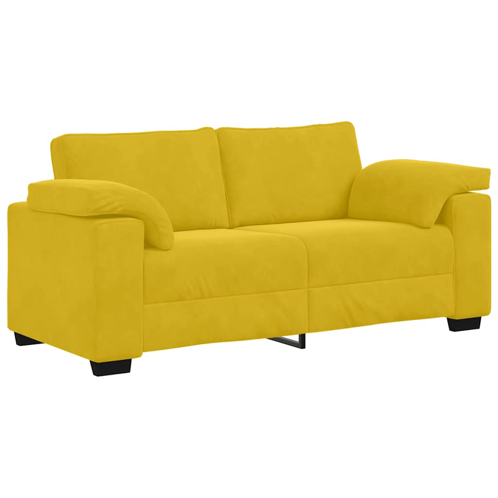 vidaXL Sofa dwuosobowa, żółta, 180x77x82 cm, aksamit