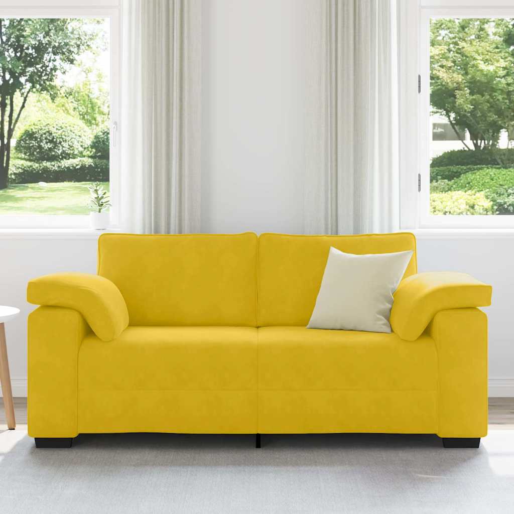 vidaXL Sofa dwuosobowa, żółta, 180x77x82 cm, aksamit