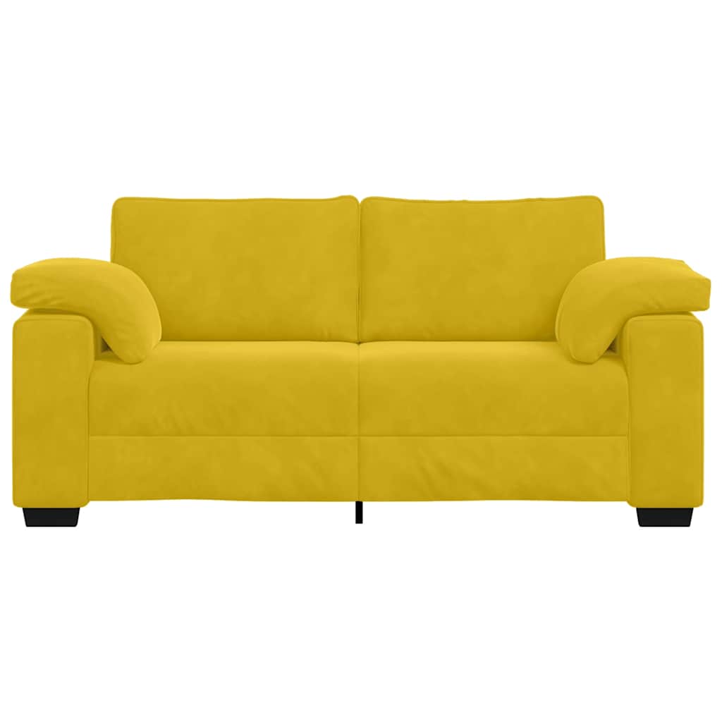 vidaXL Sofa dwuosobowa, żółta, 180x77x82 cm, aksamit