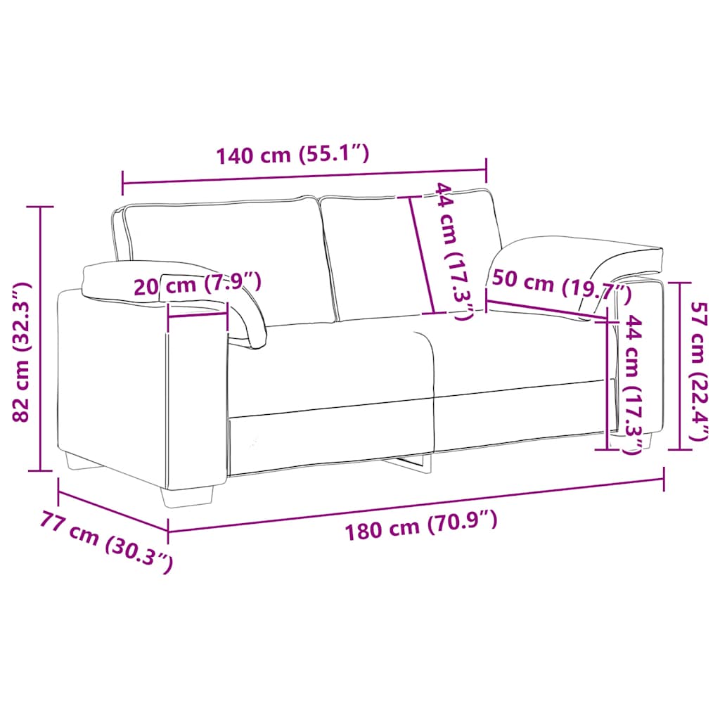 vidaXL Sofa dwuosobowa, żółta, 180x77x82 cm, aksamit