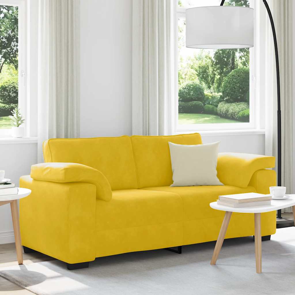 vidaXL Sofa dwuosobowa, żółta, 180x77x82 cm, aksamit