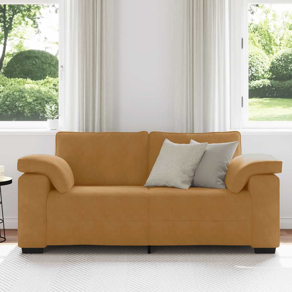 vidaXL Sofa dwuosobowa, brązowa, 180x77x82 cm, aksamit