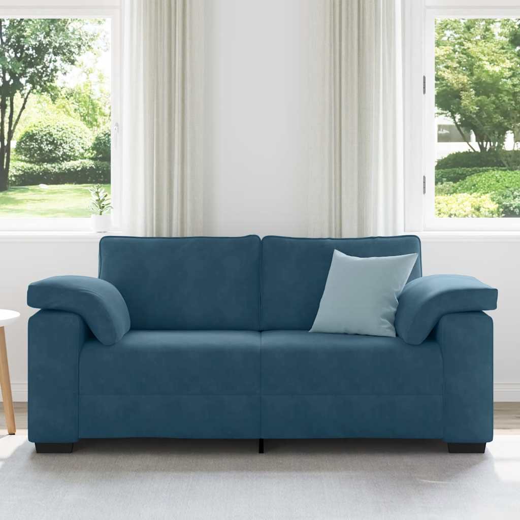 vidaXL Sofa dwuosobowa, niebieska, 180x77x82 cm, aksamit