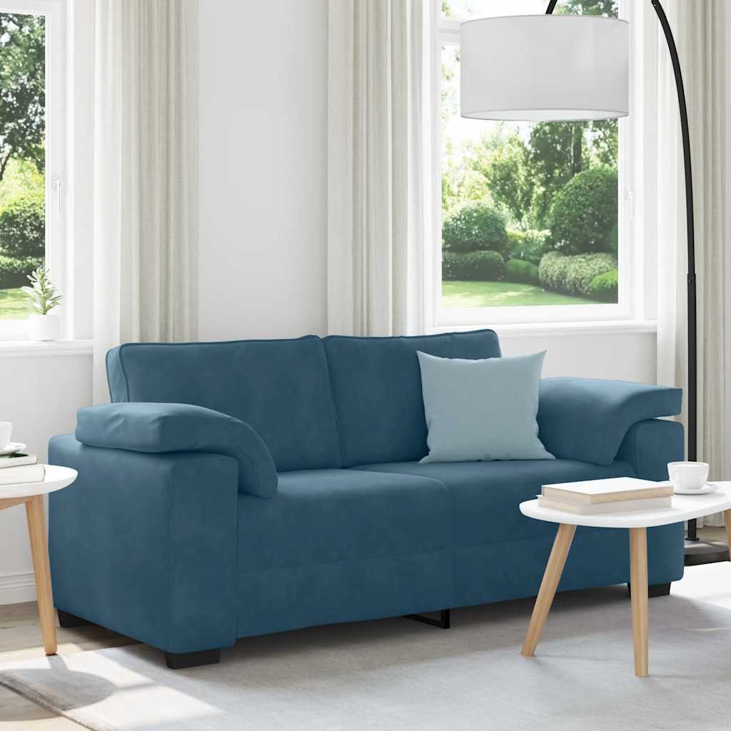 vidaXL Sofa dwuosobowa, niebieska, 180x77x82 cm, aksamit