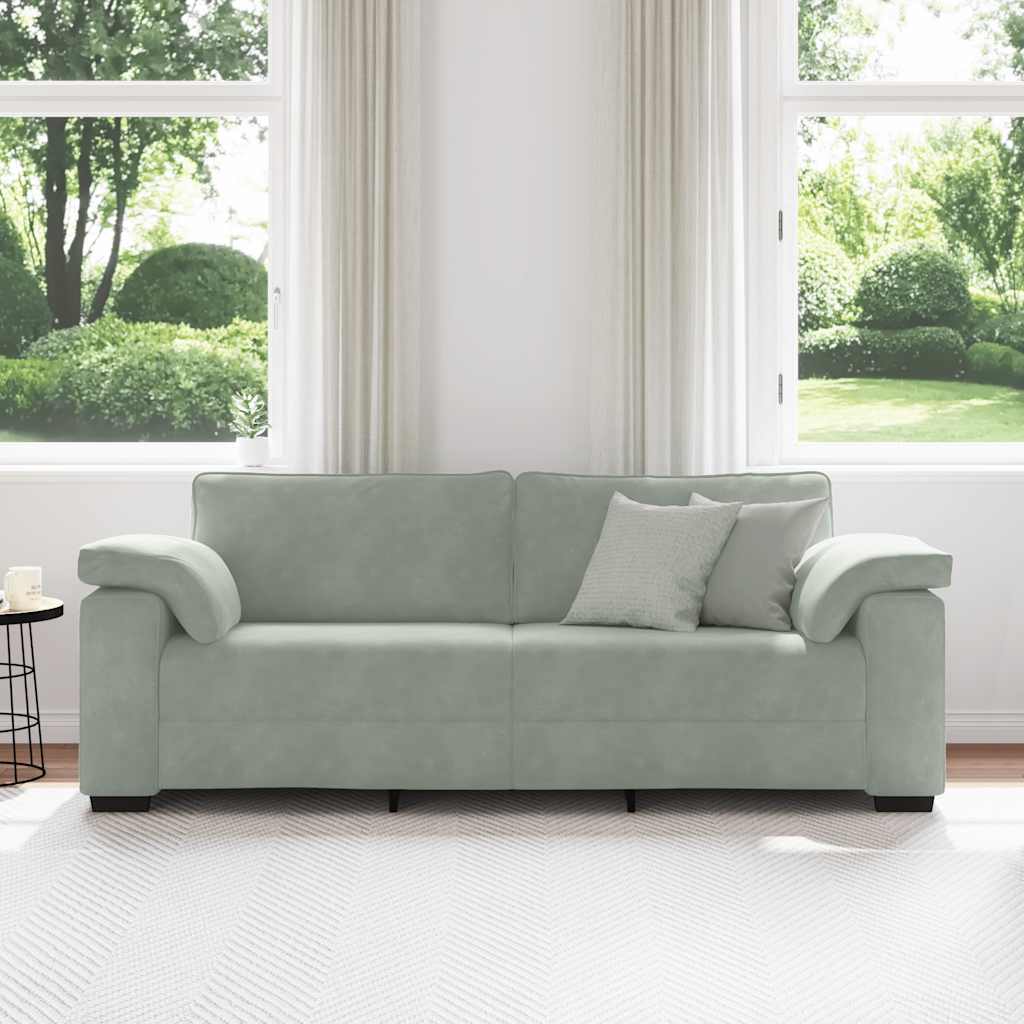 vidaXL Sofa 3-osobowa, jasnoszara, 220x77x82 cm, tapicerowana aksamitem
