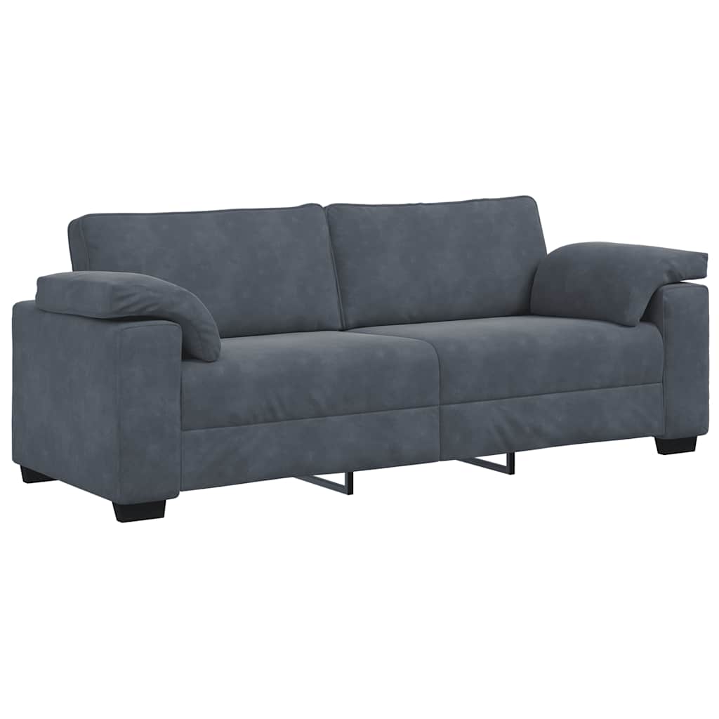 vidaXL Sofa 3-osobowa, ciemnoszara, 220x77x82 cm, obita aksamitem