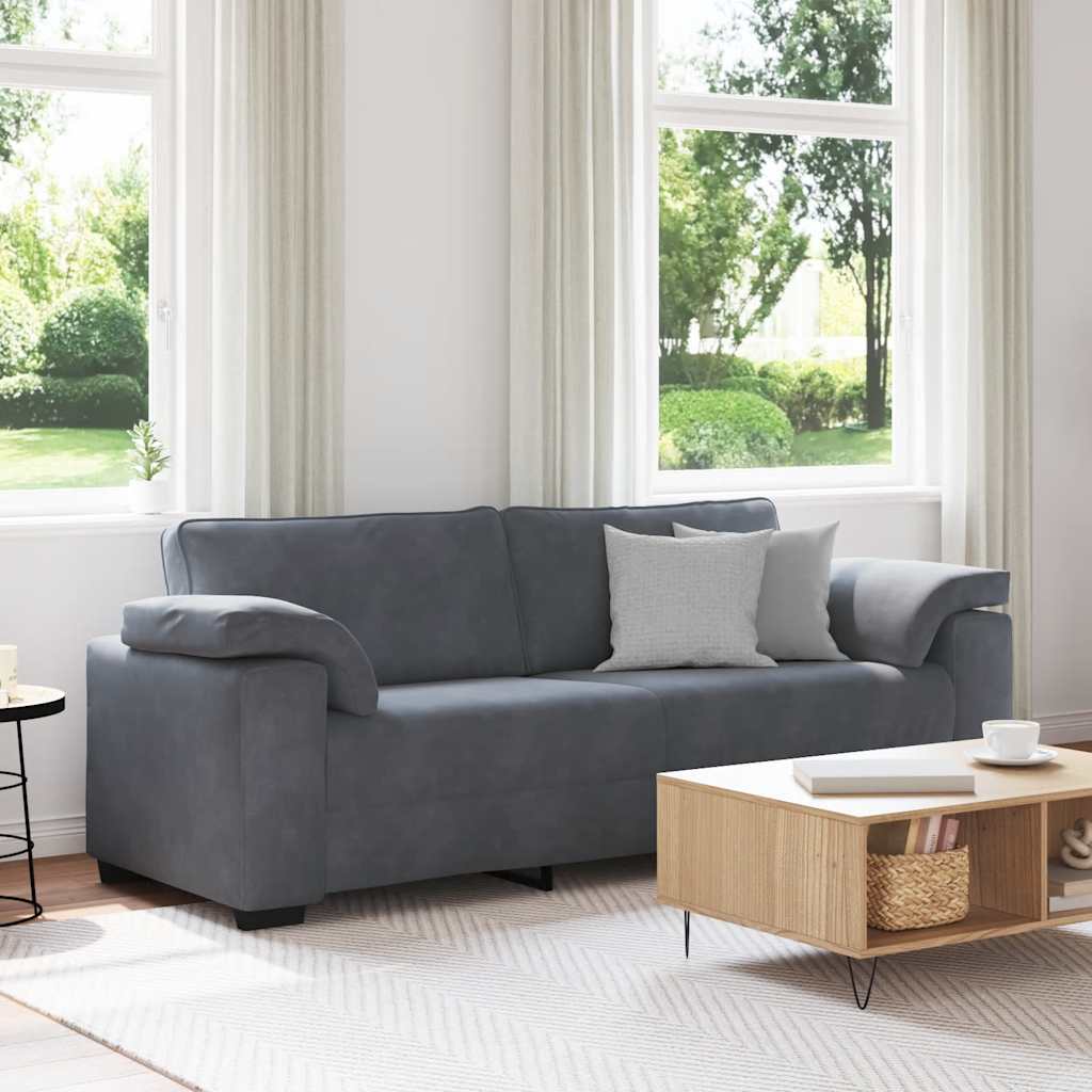 vidaXL Sofa 3-osobowa, ciemnoszara, 220x77x82 cm, obita aksamitem