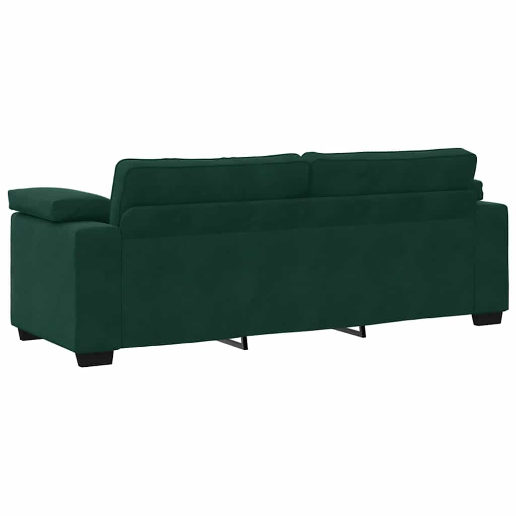 vidaXL Sofa 3-osobowa, ciemnozielona, 220x77x82 cm, aksamit