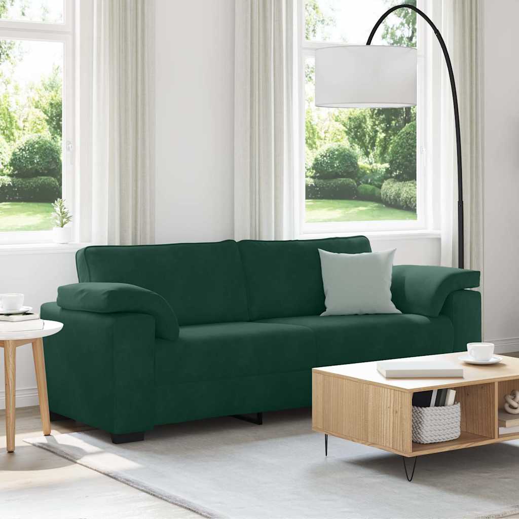 vidaXL Sofa 3-osobowa, ciemnozielona, 220x77x82 cm, aksamit