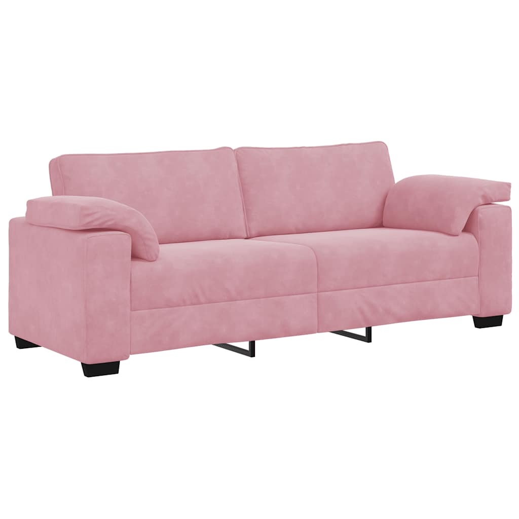 vidaXL Sofa 3-osobowa, różowa, 220x77x82 cm, aksamit