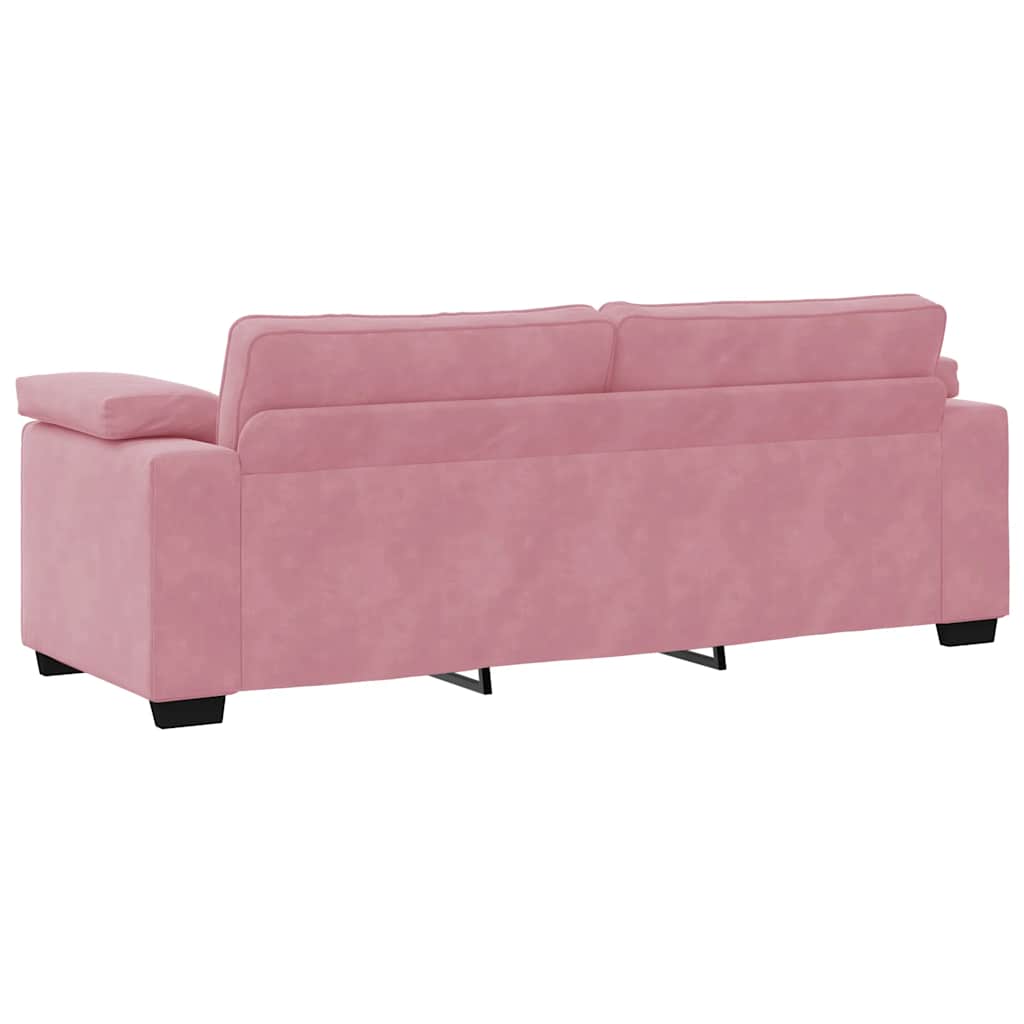 vidaXL Sofa 3-osobowa, różowa, 220x77x82 cm, aksamit