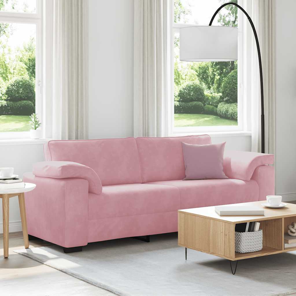 vidaXL Sofa 3-osobowa, różowa, 220x77x82 cm, aksamit