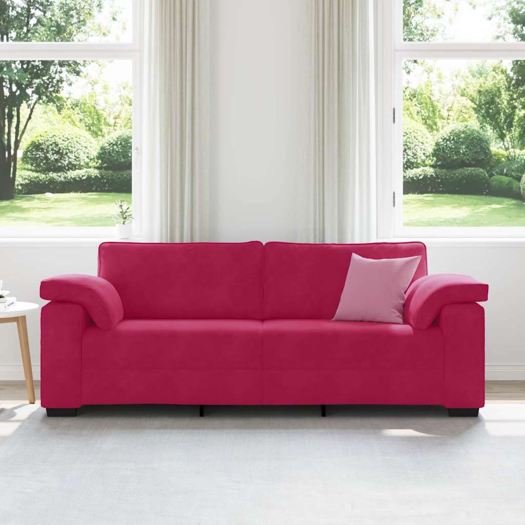 vidaXL Sofa 3-osobowa, kolorze czerwonego wina, 220x77x82 cm, aksamit
