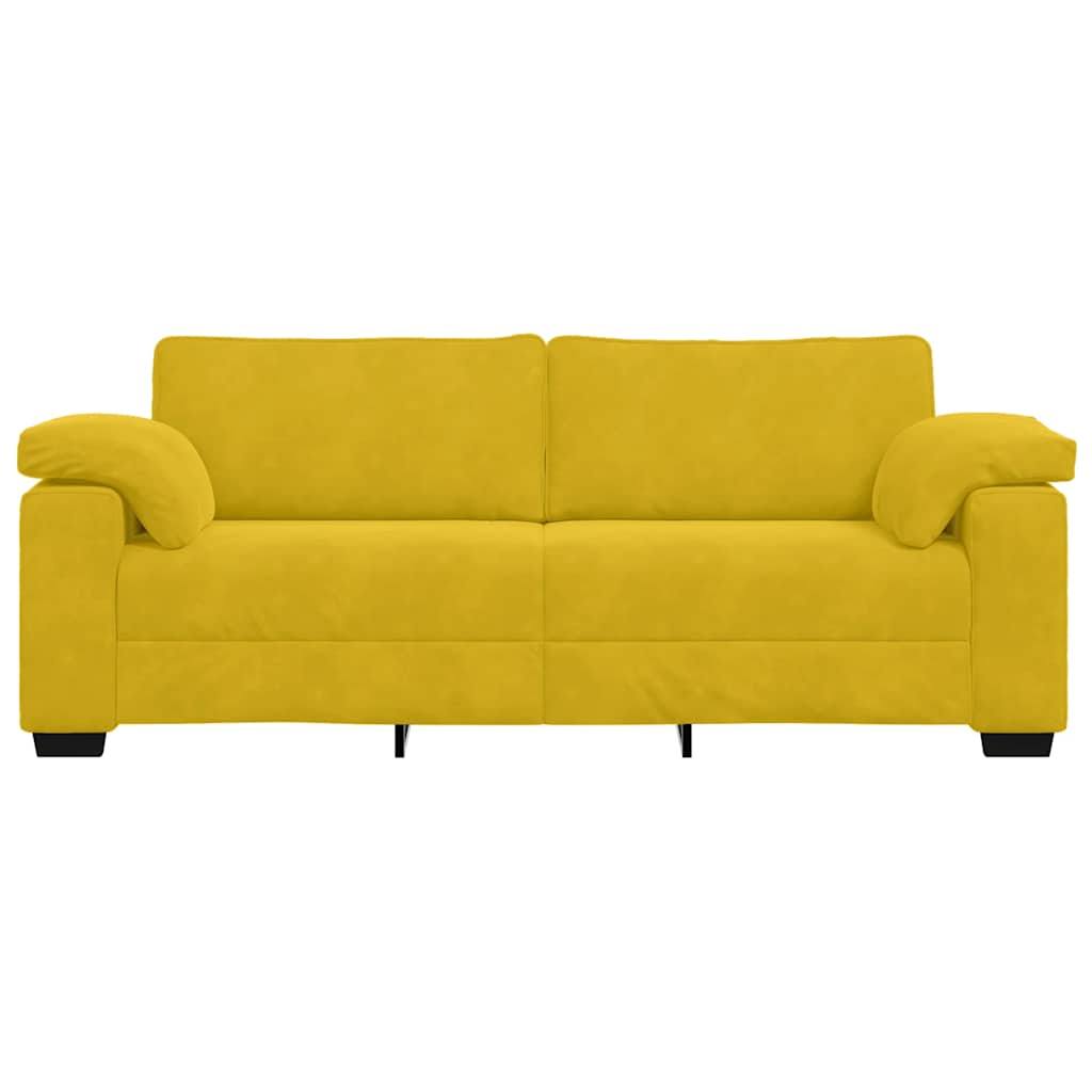 vidaXL Sofa 3-osobowa, żółta, 220x77x82 cm, aksamit