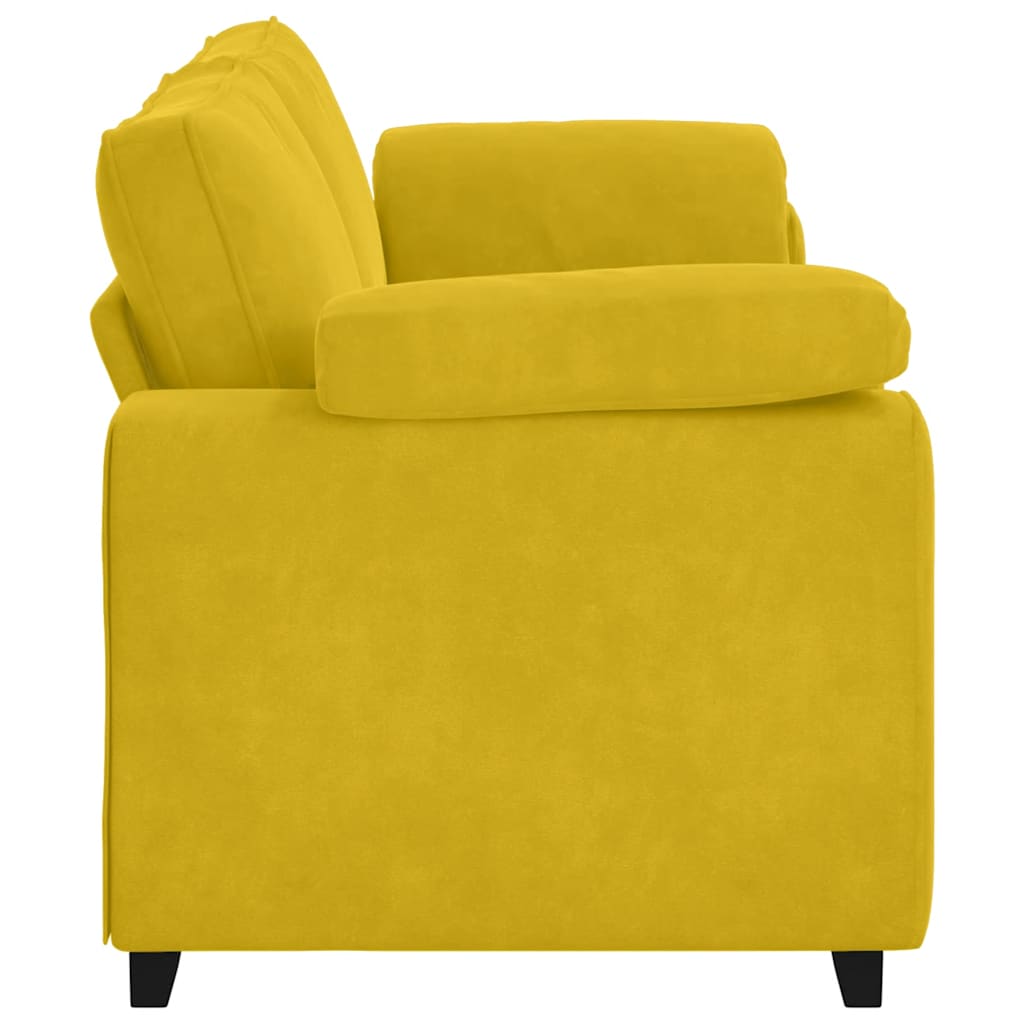 vidaXL Sofa 3-osobowa, żółta, 220x77x82 cm, aksamit