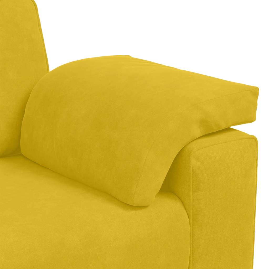 vidaXL Sofa 3-osobowa, żółta, 220x77x82 cm, aksamit