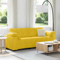 vidaXL Sofa 3-osobowa, żółta, 220x77x82 cm, aksamit