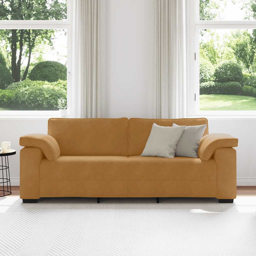 vidaXL Sofa 3-osobowa, brązowa, 220x77x82 cm, aksamit