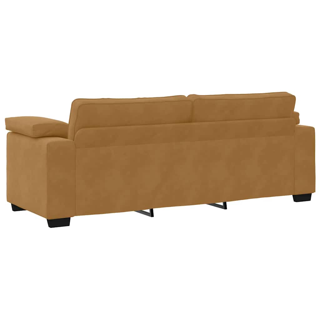 vidaXL Sofa 3-osobowa, brązowa, 220x77x82 cm, aksamit