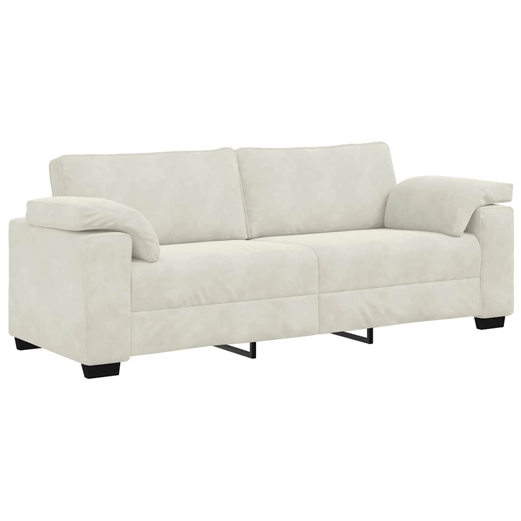 vidaXL Sofa 3-osobowa, kremowa, 220x77x82 cm, aksamit