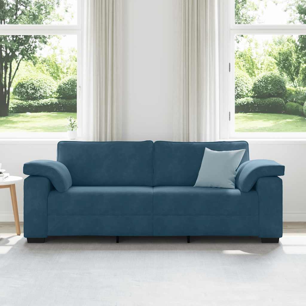 vidaXL Sofa 3-osobowa, niebieska 220x77x82 cm, aksamit