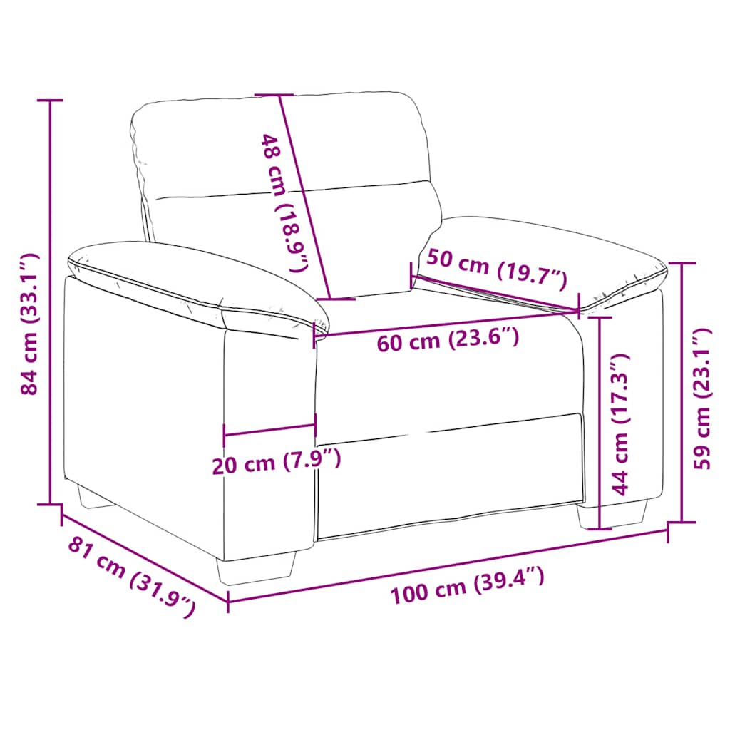 vidaXL Sofa Fotel Brązowy 100x81x84 cm Tkanina