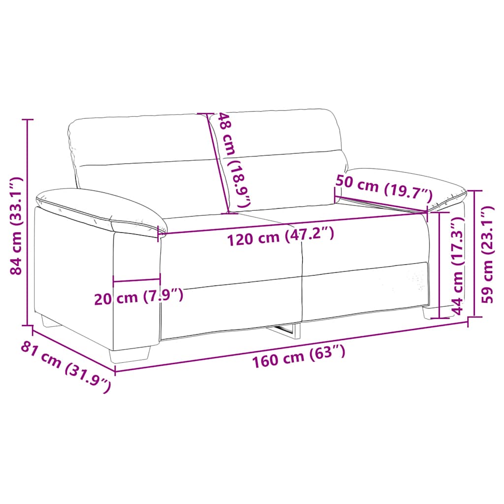 vidaXL Sofa 2-osobowa brązowa 160x81x84 cm tkanina