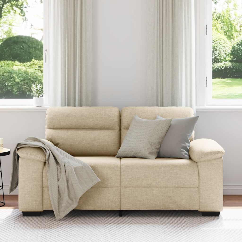 vidaXL Sofa 2-osobowa kremowa 160x81x84 cm Tkanina