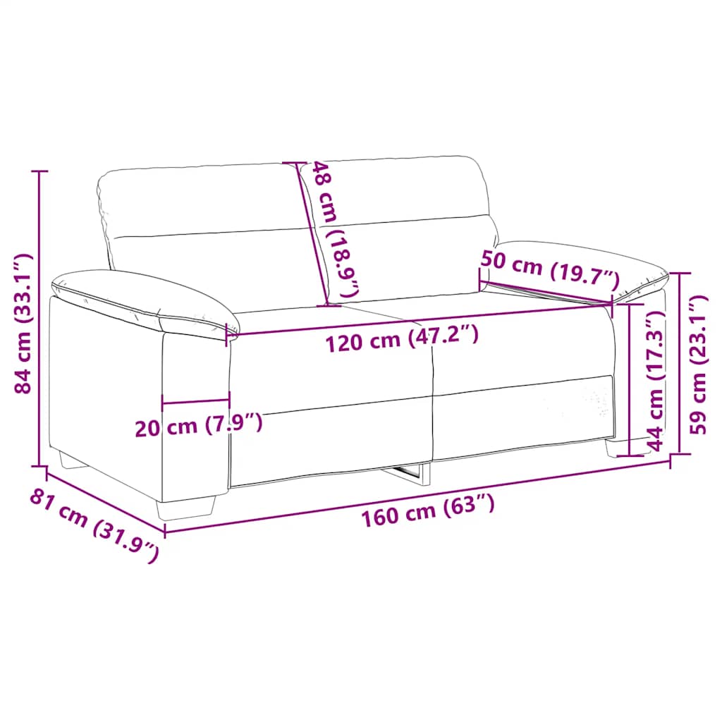 vidaXL Sofa 2-osobowa Cloud Grey 160x81x84 cm Tkanina
