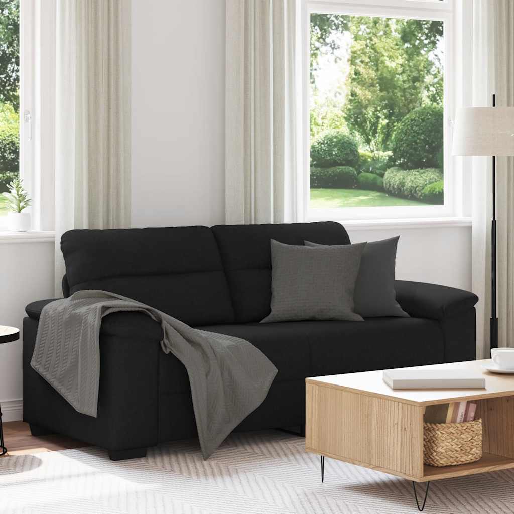 vidaXL Sofa 2-osobowa, czarna, 180x81x84 cm, tapicerowana tkaniną