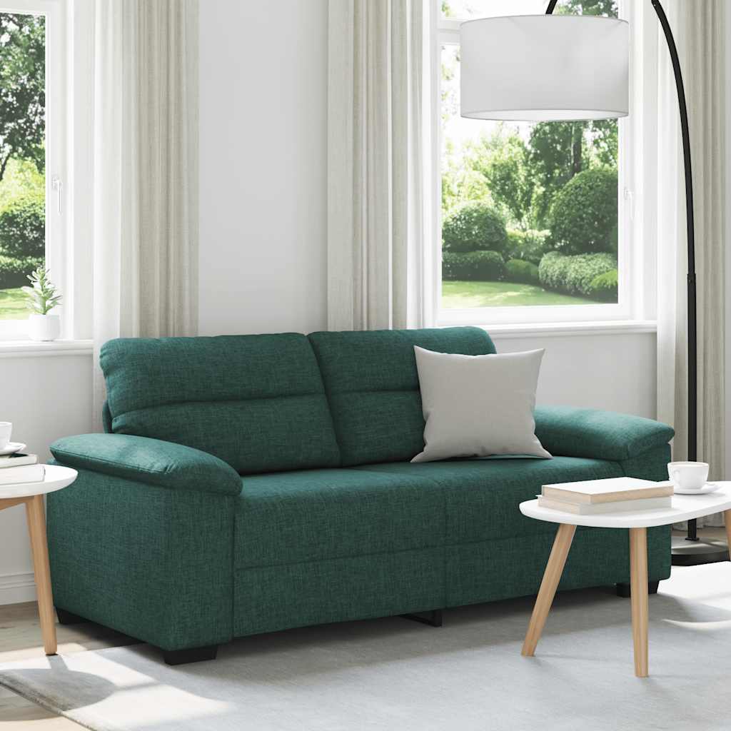 vidaXL Sofa 2-osobowa, ciemnozielona, 180x81x84 cm, tkaniną