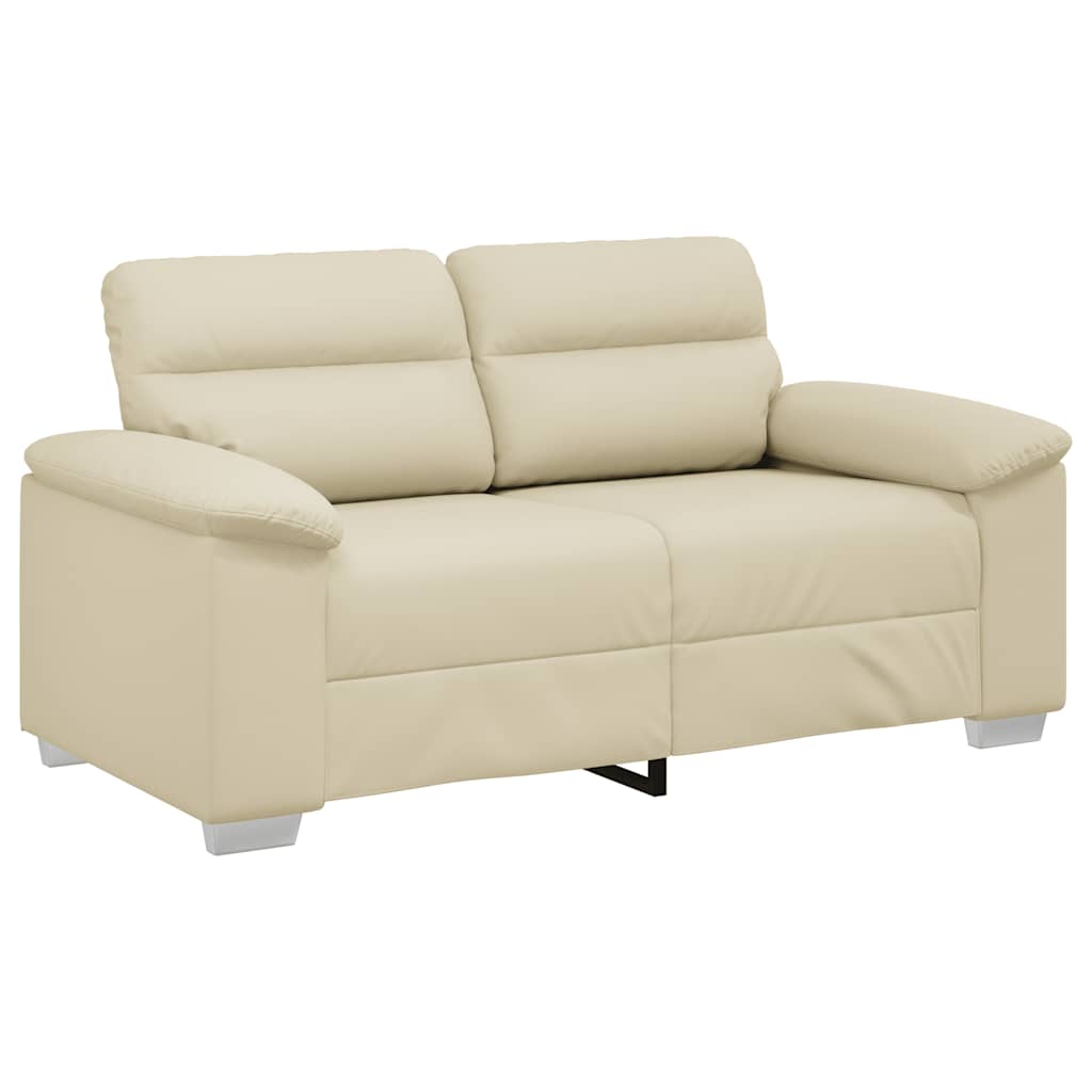 vidaXL Sofa 2-osobowa kremowa 160x81x84 cm ze skóry ekologicznej