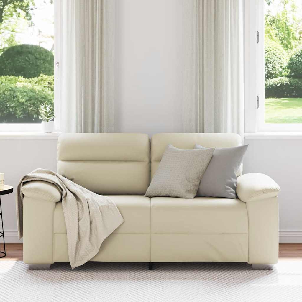 vidaXL Sofa 2-osobowa kremowa 160x81x84 cm ze skóry ekologicznej