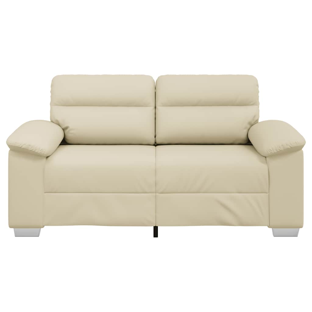 vidaXL Sofa 2-osobowa kremowa 160x81x84 cm ze skóry ekologicznej