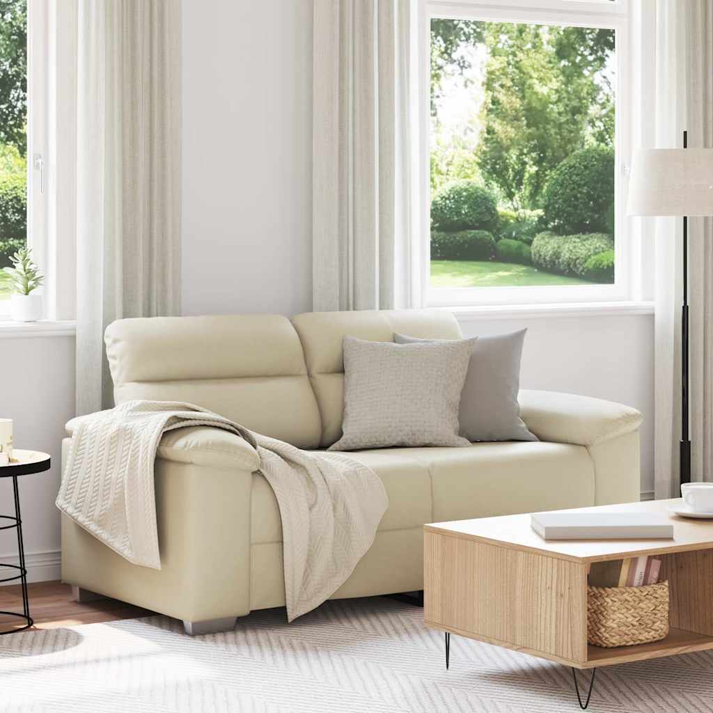 vidaXL Sofa 2-osobowa kremowa 160x81x84 cm ze skóry ekologicznej