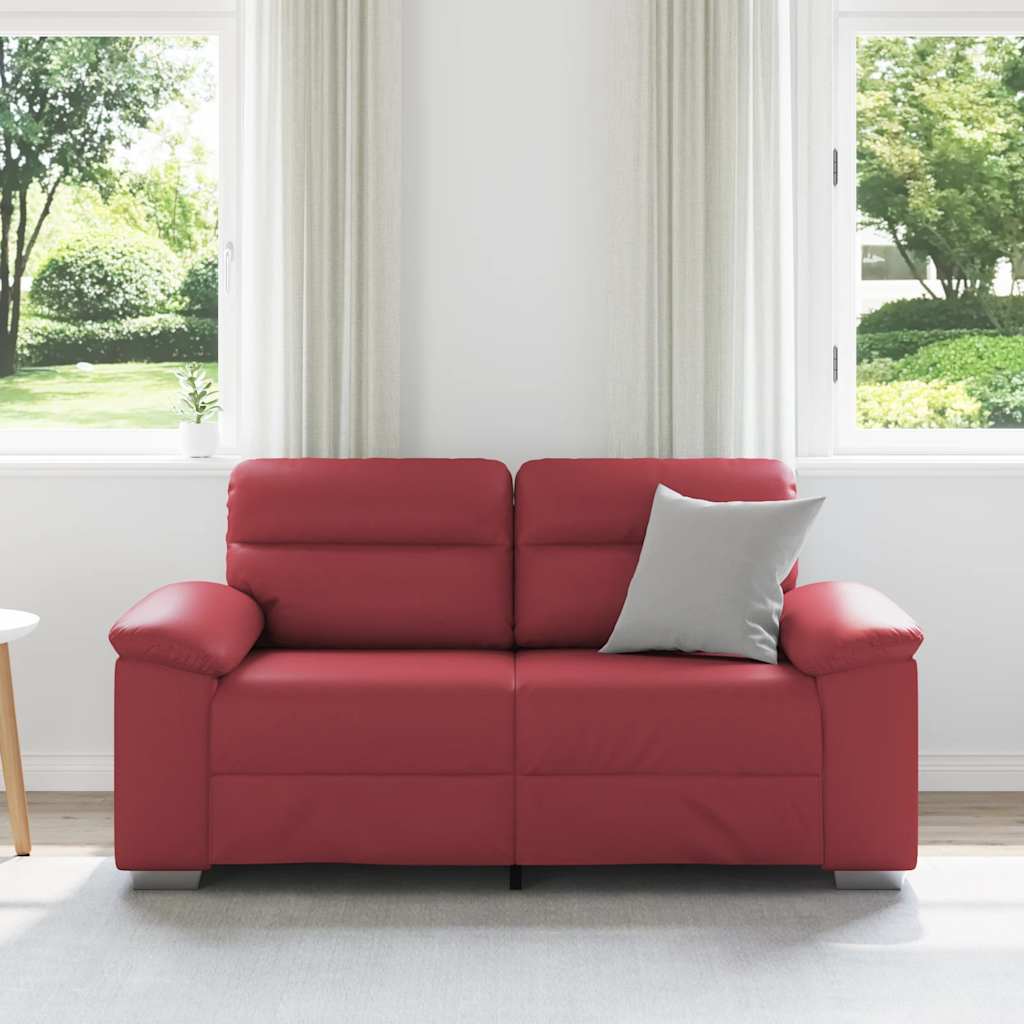 vidaXL Sofa 2-osobowa w kolorze czerwonego wina 160x81x84 cm, skóra ekologiczna
